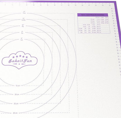 Silicone Pastry Mat Large, Nonstick Rolling Mat with Measurement Markings in Inches and Centimeters, Conversion Charts, BPA Free, Dishwasher Safe, Heat Resistant to 450°F