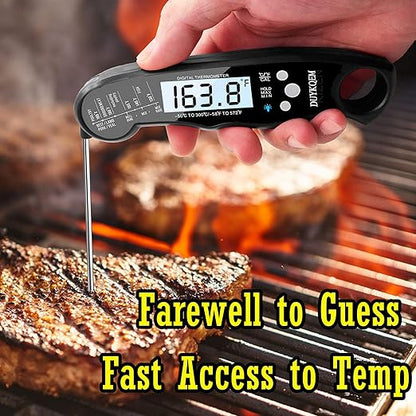 Instant Read Digital Meat Thermometer (2 Pack) Waterproof Kitchen Cooking Food Thermometer with Probe Backlight & Calibration,Best Quick Grill Meat Probe for Grilling BBQ Smoker Chefs