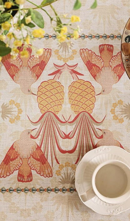 patdrea Designer Rectangle Linen Table Cloth,Vintage Anti-Wrinkle Durable Tropical Style Tablecloth,Fall Decor Table Cover Cloth for Kitchen Dining Christmas,Thanksgiving,55"x79"-Pineapple a