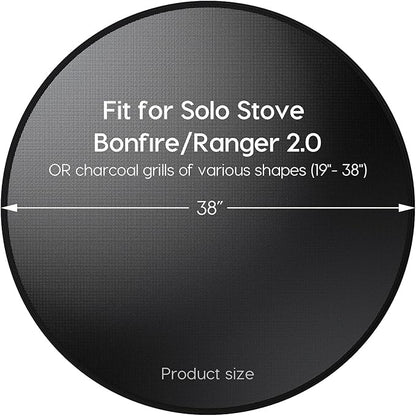 38" Fireproof Fire Pit Mat for Solo Stove Bonfire, Round Grill Mats for Outdoor Grill Deck Protector, Waterproof Pad for Solo Stove Accessories, BBQ Mat for Patio