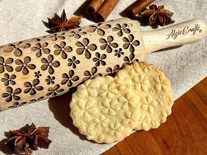 SUMMER 3 KID Rolling Pin SET. Wooden Laser Cut Mini Rolling Pins for cookies, play dough, salt dough or clay Butterfly, Music Flower by Algis Crafts