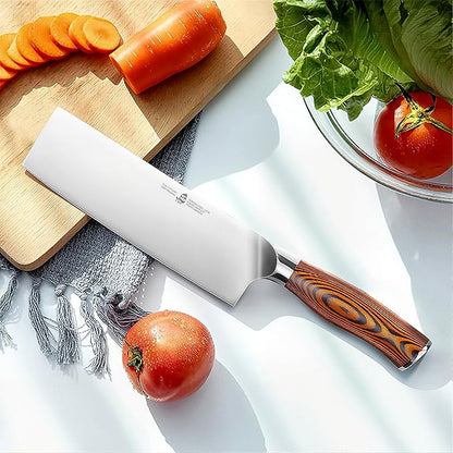 TUO Nakiri Knife 6.5" Japanese Vegetable Cleaver, Chef Knife for Kitchen Vegetable Chopping, German High Carbon Stainless Steel, Ergo Pakkawood Handle