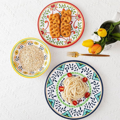 Talavera Melamine Large Serving Bowl, 13.75" x 2.75" Mixing, Pasta Serving Bowls set of 2,100% Melamine Soup Bowl Salad Bowl Fruit Bowls,Lightweight and Unbreakable…