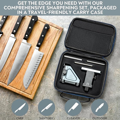 Rolling Knife Sharpener with Adjustable 10° to 40° Options and Adjustable Grinding Height, Knife Sharpener Kit, Roller Knife Sharpening System