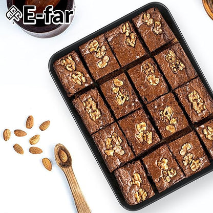 E-far Toaster Oven Baking Pan, 10.4 x 8 Inch Nonstick Stainless Steel Rectangle Cake Pan for Baking Small Brownies Casseroles Lasagna, Stainless Steel Core & Nonstick Coating, Non-toxic & Oven Safe