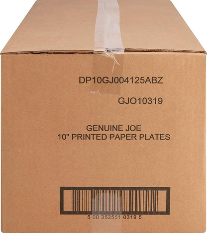 Genuine Joe Printed Paper Plates, 10" (Pack of 500)
