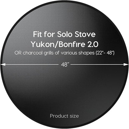48" Fireproof Fire Pit Mat for Solo Stove Yukon, Round Grill Mats for Outdoor Grill Deck Protector, Waterproof Pad for Camping Accessories, BBQ Mat for Patio