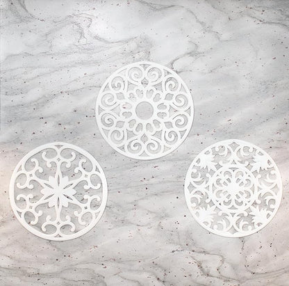 GASARÉ, Extra Large, Thick, 10" Silicone Trivets for Hot Dishes, Pots, and Pans, Hot Pads for Countertops, Flexible, Dishwasher Safe, 10 x ¼ Inches, Set of 3, White