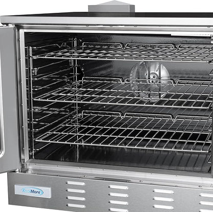 KoolMore 38 in. Full-Size Double Commercial Liquid Propane Convection Oven 108,000 BTU With Stacking And Casters in Stainless-Steel (KM-DCCO54-LPC)