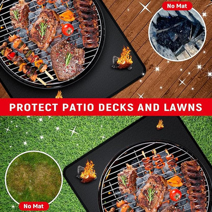 75 x 48 inch Under Grill Mats for Outdoor Grill, Double-Sided Fireproof, Oil and Waterproof Protective Mat for Grass and Deck, Outerdoor BBQ Fire Pit Fireplace Mat