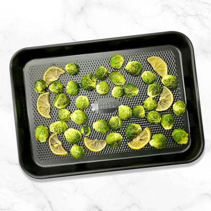 Baker's Secret Baking Sheet Pan Set, 3x Cookie Sheets for Oven, Diamond Texture Premium Air Flow Circulation, Set of 3 Baking Trays, Extra Thick 0.6mm with Diamond Base PFOA, PFOS, PTFE and PFAS free