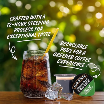 Java House Single-Serve Cold Brew Coffee Pods – Premium 100% Arabica Liquid Concentrate – Smooth & Bold Decaf Roast – 12 Pods – Ready Hot or Iced, Travel-Friendly, TSA Approved
