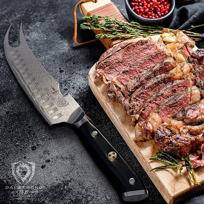 Dalstrong Pitmaster BBQ & Meat Knife - 8 inch - Shogun Series ELITE - Forked Tip & Bottle Opener - Japanese AUS-10V Super Steel Kitchen Knife - G10 Handle - Razor Sharp - w/Sheath