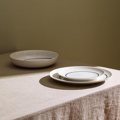 Stone Lain Luna 24-Piece Porcelain Dinnerware Set, Plates and Bowls Set, Dish Set for 8, Blue