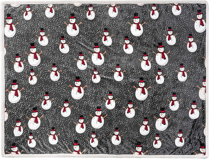 PAVILIA Premium Christmas Sherpa Throw Blanket | Snowman Decoration, Fleece, Plush, Warm, Cozy Reversible Microfiber Holiday Blanket 60x80