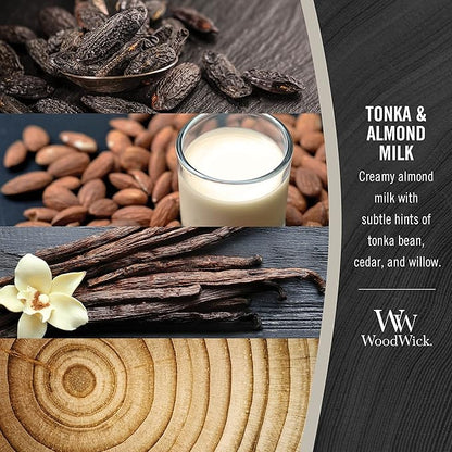 WoodWick Tonka & Almond Milk Gifts for Women and Men, 21.5 oz Large Hourglass Candle with Crackling Wick