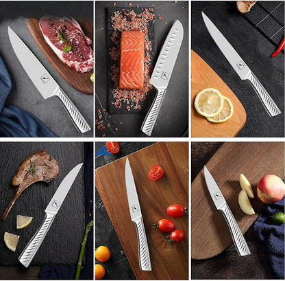 imarku® Knife Set,14-Piece Knife Sets for kitchen with block,Premium One-Piece Kitchen Knife Set with Sharpener,High Carbon Stainless Steel Knives Set for Kitchen,Silver,Dishwasher Safe