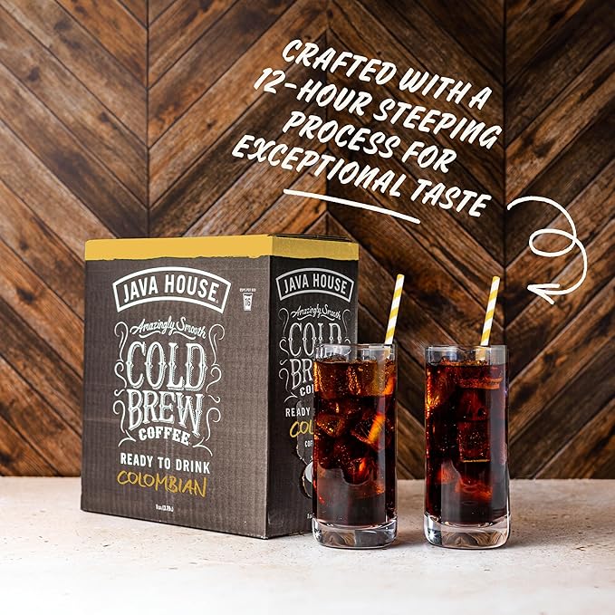 Java House Cold Brew Coffee on Tap (Pack of 2) – Premium 100% Arabica Medium Roast – Smooth Colombian Flavor with Chocolate & Caramel Notes – 1 Gallon Box (16 Servings) – Ready to Drink, No Brewing Required, Fridge-Friendly