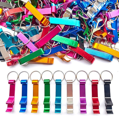 100 Pieces Colored Aluminum Bottle Opener,Soda Beverage Beer Bottle Opener Keychain,Bottle Openers Aluminum Beer Bottle Opener Claw Beverage Keychain Ring for Kitchen/Wedding/Bar/Party