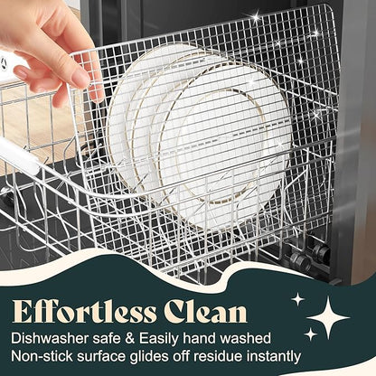 Cooling Racks for Cooking and Baking - 11.5"x16.5" Oven Safe Premium Stainless Steel Heavy Duty Baking Rack Tight-Wire, Fits Half Sheet Pan for Roasting & Grilling & Cooking - Set of 2