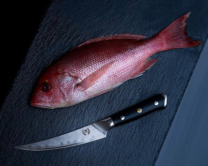 Regalia Boning/Fillet Knife: Professional Japanese 6 Inch Razor Sharp AUS10 Premium High Carbon 67 Layer Damascus Stainless Super Steel Full Tang Chef’s knives w/G-10 Handle Knives