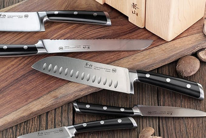 Cangshan TS Series 1021431 Swedish 14C28N Steel Forged DENALI Magnetic Knife Block Set, Maple