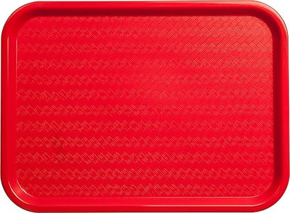 Carlisle FoodService Products CT121605 Cafe Standard Plastic Cafeteria/Fast Food Tray, NSF Certified, BPA Free, 16" Length x 12" Width, Red (Pack of 24)