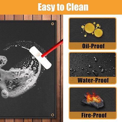 TOHONFOO 70 x 48 in Grill Mats for Outdoor Grill, Fireproof Griddle Mats Compatible with Blackstone to Protect The Deck, Griddle Accessories Compatible with Blackstone - 0.6mm