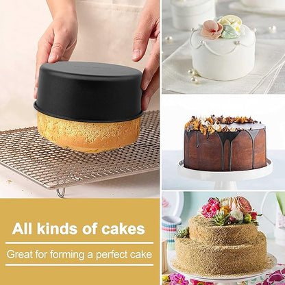 E-far Deep Cake Pan Set of 3 (4/6/8 Inch), Nonstick Stainless Steel Round Cake Pans Tins for Baking Layer Wedding Cakes, Stainless Steel Core & Nontoxic Coating, Deep & Straight Side