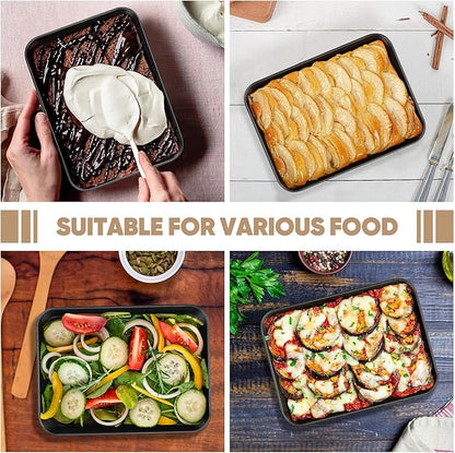E-far Baking Sheet Set of 2, 9" x 7" x 1" Small Cookie Sheet Pan for Baking, Nonstick Carbon Steel Baking Trays for Toaster Oven, Heat-Resistant & Easy Clean, Black