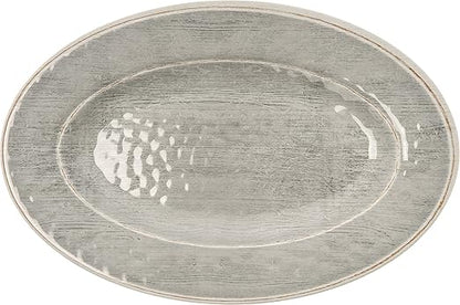 Carlisle FoodService Products Grove Resuable Plastic Oval Plate with Wide Rim for Home and Restaurant, Melamine, 12 x 8 Inches, Smoke, (Pack of 12)