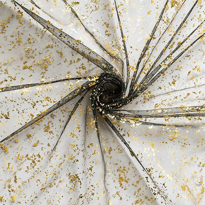 Artoid Mode 6Pcs Black Gold Gauze Table Runner 120 Inch 10FT, Glitter Metallic Foil Sheer Dining Wedding Anniversary Holiday Birthday Table Decor for Home Party