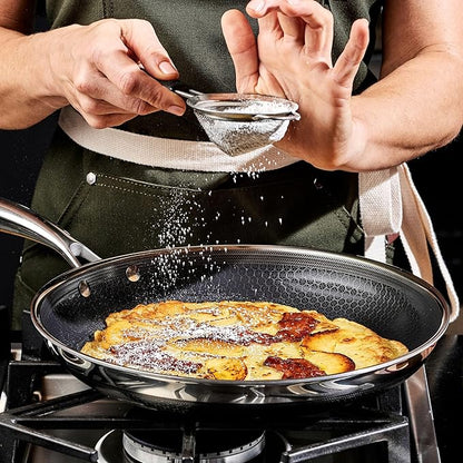 HexClad Hybrid Nonstick 12-Inch Frying Pan, Stay-Cool Handle, Dishwasher-Friendly, Oven-Safe Up to 900°F, Induction Ready, Compatible with All Cooktops