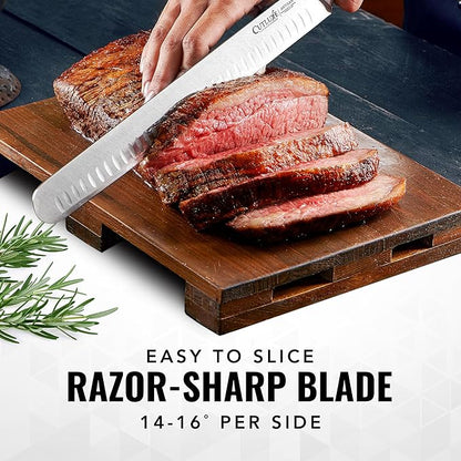 Cutluxe Brisket Knife – 12" Carving & Slicing Knife for Meat & BBQ – Razor Sharp German Steel, Sheath Included, Ergonomic Full Tang Handle Design – Artisan Series