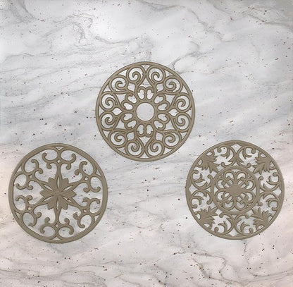 GASARÉ, Extra Large, Thick, 10" Silicone Trivets for Hot Dishes, Pots, and Pans, Hot Pads for Countertops, Flexible, Dishwasher Safe, 10 x ¼ Inches, Set of 3, Taupe