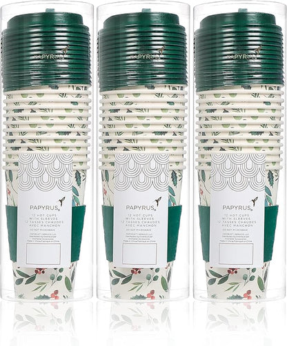 Papyrus Disposable Tabletop Dinnerware Set - Elegant and Sturdy Disposable Cups for Any Occasion, Holiday Foliage, Cups