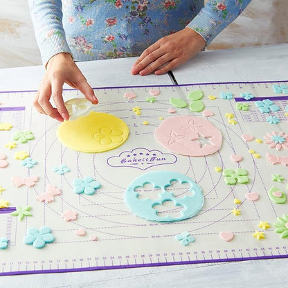 Silicone Pastry Mat Large, Nonstick Rolling Mat with Measurement Markings in Inches and Centimeters, Conversion Charts, BPA Free, Dishwasher Safe, Heat Resistant to 450°F