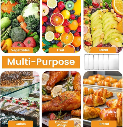 6 Pack Full Size Baking Sheet Pan, Aluminum Commercial Cookie Sheet Pan, Durable & Anti-Stick 26”x 18”