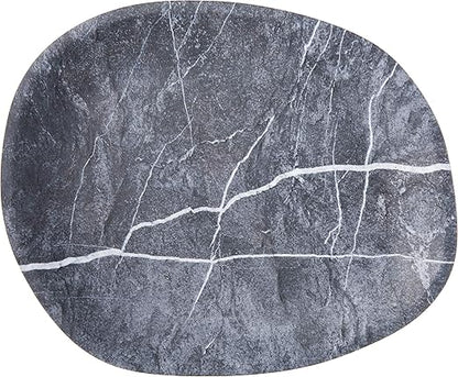 Carlisle FoodService Products Ridge Resuable Plastic Platter Oblong Platter for Home and Restaurant, Melamine, 13 Inches, Soapstone, (Pack of 6)