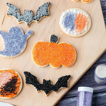 Sweets Indeed Halloween Sugar Sprinkles 4-Pack – 4.52 oz Spooky Sugar Set | White, Orange, Black & Purple Decorating Sugars | Edible Baking Decorations for Cookies, Cupcakes & Cakes