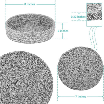 Trivets for Hot Dishes, Pots and Pans, Hot Pads with Storage Basket, Pot Holders for Kitchen, Heat Resistant Mat Protect Counter Home Essentials, Farmhouse Decor (Deep Gray 4 PCS)