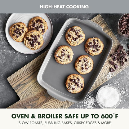 GreenPan Premiere Ovenware Healthy Ceramic Nonstick 4 Piece Bakeware Set, PFAS-Free, Rectangular, Square, Quarter, Half Sheet Baking Pans, Warp-Free, Oven Safe to 600F, Dishwasher Safe, Gray