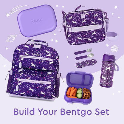 Bentgo Kids Snack - 2 Compartment Leak-Proof Bento Box Container for Snacks and Small Meals, Easy-Open Latch, Dishwasher Safe, BPA-Free for School, Daycare, & Sports - Ideal for Ages 3+ (Purple)