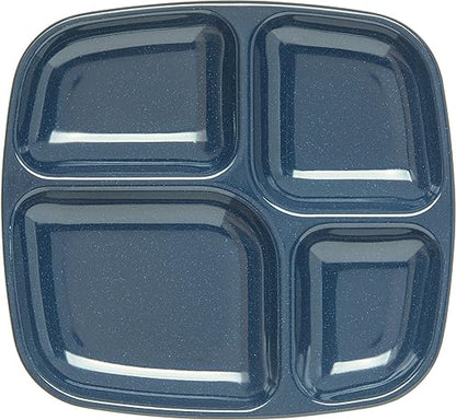 Carlisle FoodService Products Essential Food Tray, 4-Compartment Plastic Cafeteria Tray for Schools, Dining Halls, and Restaurants, Melamine, 10.5 x 9.5 Inches, Cafe Blue, (Pack of 36)