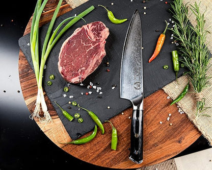 Regalia Chef Knife: Best Professional Quality Japanese Damascus Gyuto 8 Inch AUS10 Super Steel 67 Layer, Razor Sharp, Superb Edge Retention, Stain & Corrosion Resistant Chefs Knives