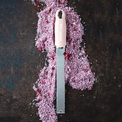 Microplane Zester Grater in Dusty Rose for Citrus Fruits, Hard Cheese, Ginger, Chocolate and Nutmeg with Fine Stainless Steel Blade - Made in USA