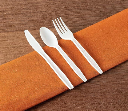 Party Bargains White Plastic Cutlery 360 pcs: 180 Forks, 120 Spoons, 60 Knives. Argyle Design, Heavy Duty & Solid Disposable Silverware Utensils Combo Pack Set for Weddings, Buffets, Luncheons