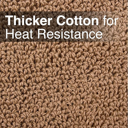 RITZ Terry Potholder & Hot Pad: Unparalleled Heat Resistant, Durable 100% Cotton – Ergonomically Designed for Optimal Grip – Easy-Care Machine Washable – 4-Pack, Mocha Brown