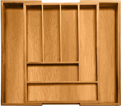 Bellemain Expandable Bamboo Drawer Organizer - Large Kitchen Utensil Holder for Cutlery, Silverware, Flatware Storage - Utensil Organizer for Kitchen Drawers, Desk, Junk Drawer Organizer Tray, 8-Slot