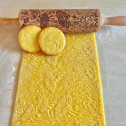 Embossed Rolling Pin for Ceramic WILD POPPY. Clay Roller and Ceramic Stamp for Embossing Pottery. Baking Gifts for Women by Algis Crafts for Embossed Cookies
